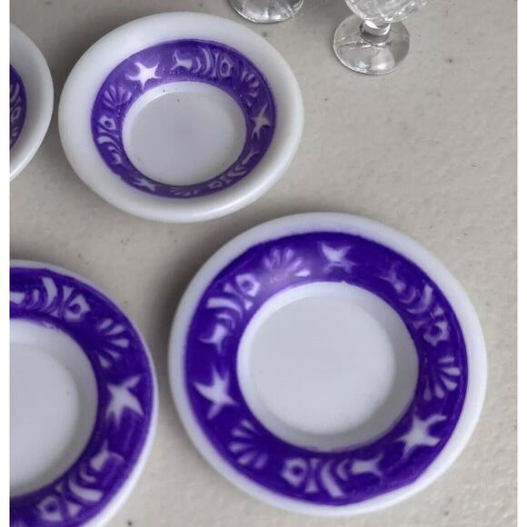 Barbie Doll Dollhouse Miniatures Diorama Kitchen Plate Cutlery Wine Cups Glasses - Picture 5 of 11